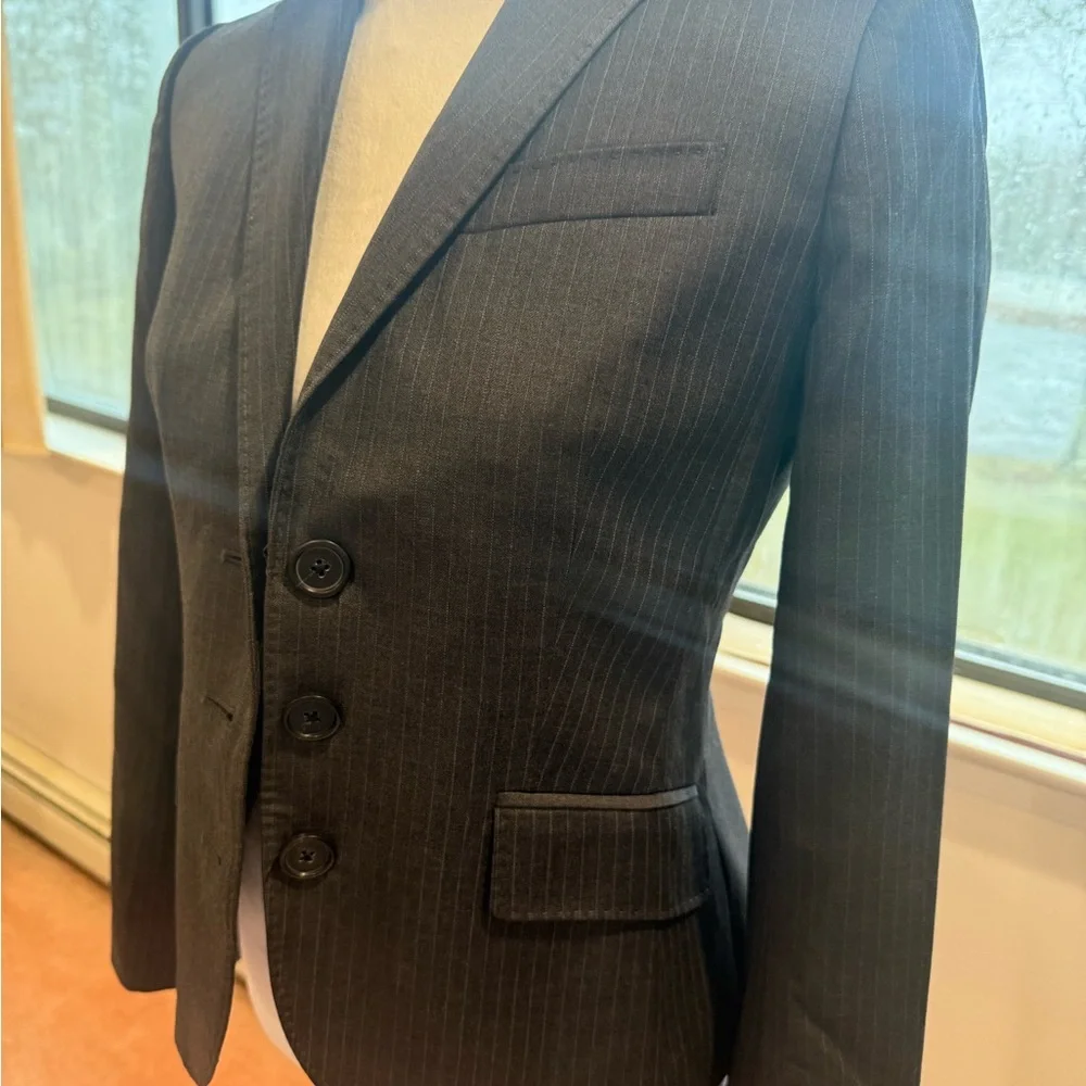 J.Crew Womens Pinstripe Blazer - Charcoal Size 4P - Picture 7 of 13
